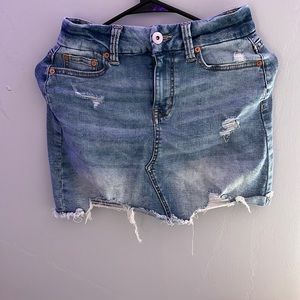 Jean Blue Ripped Mini Skirt